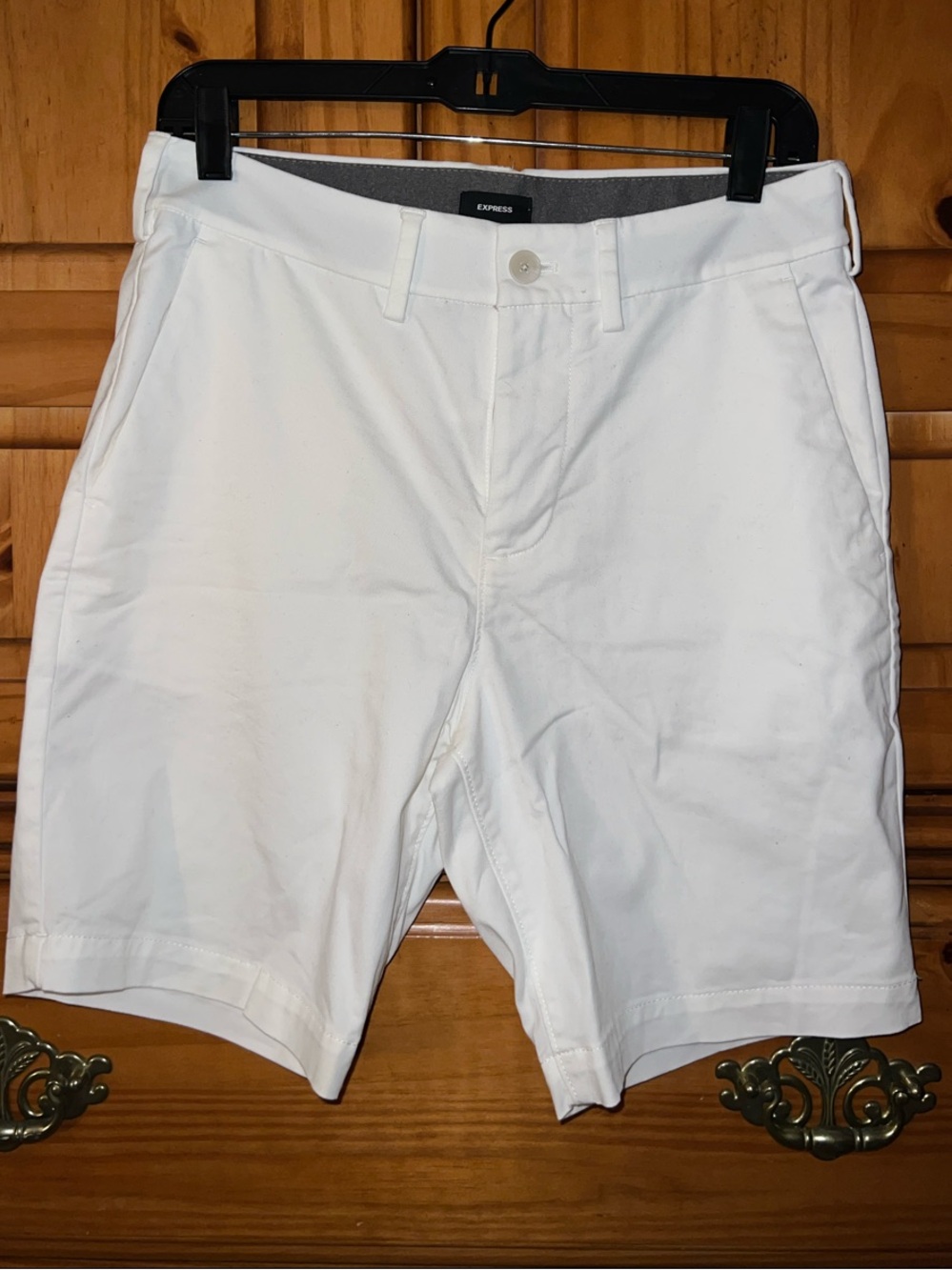 Express White Flat Front Men's Shorts